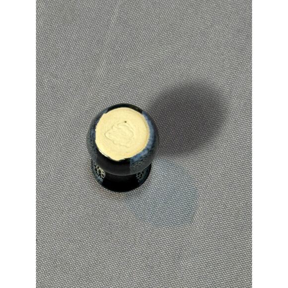 Vintage 2" Mini Handmade Vase Blue Silver Drip Glaze Handmade Collectible - Picture 7 of 8